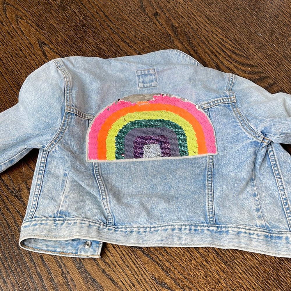 Gap Kids Medium flippy rainbow denim jacket